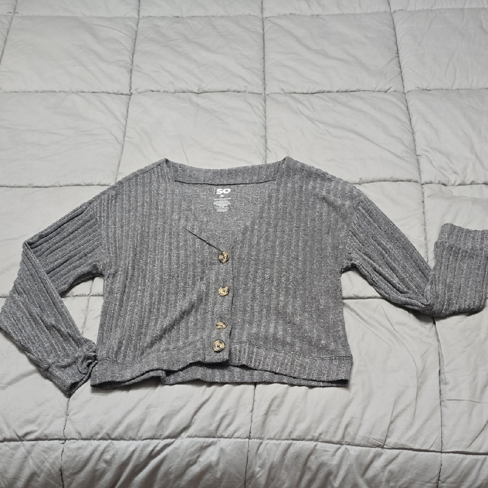 SO Charcoal Ribbed Knit Sweater